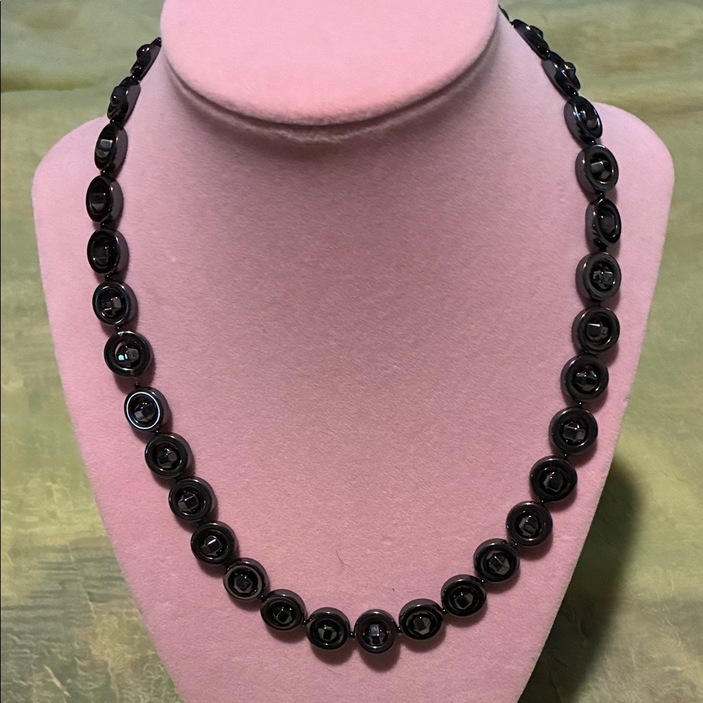 Chic Black Beaded Necklace- like new condition